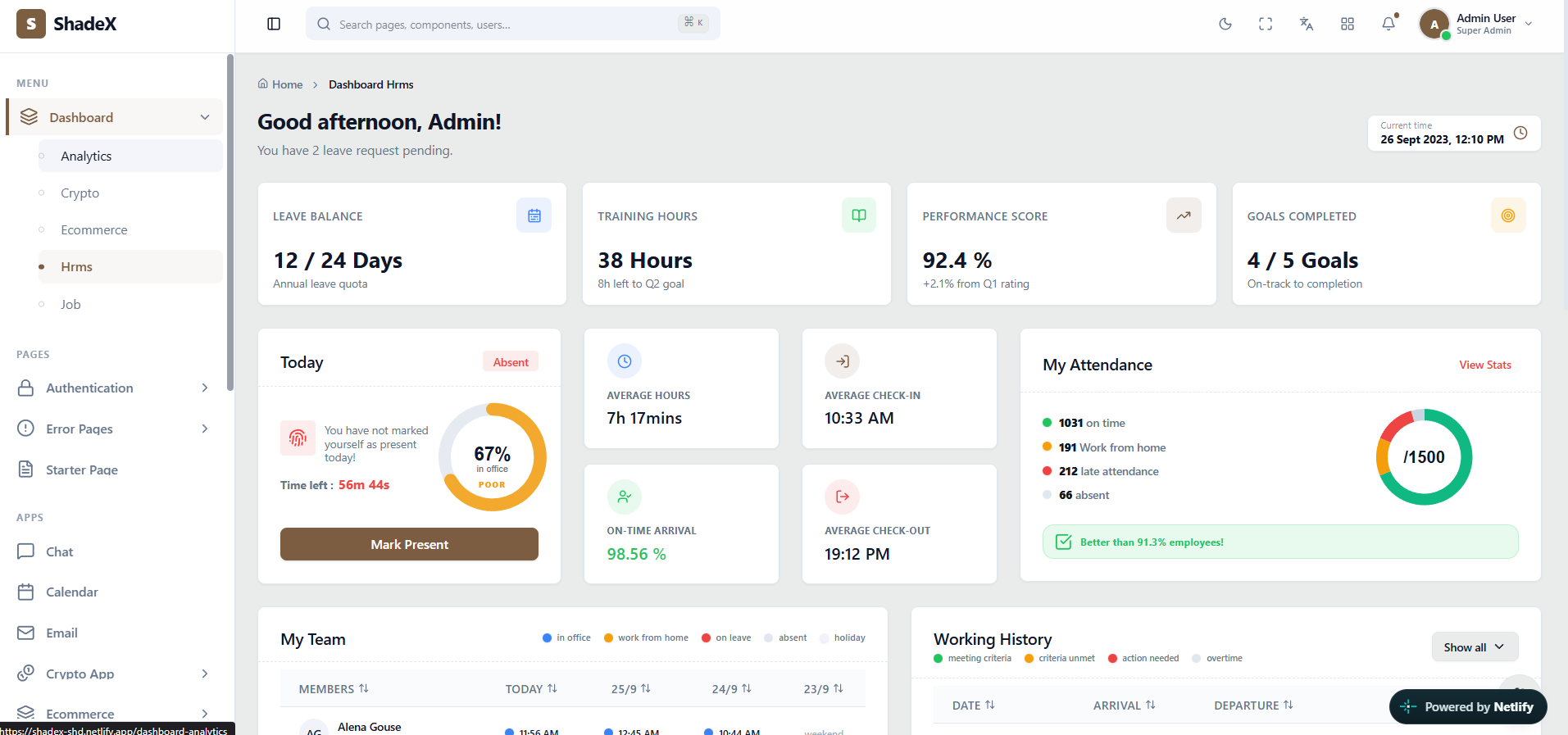Screenshot of the React authentication layouts in the actual ShadeX React admin template